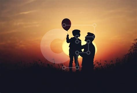 Father and Son Silhouette at Sunset - Love and Affection stock photo ...