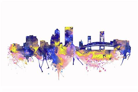 Jacksonville Skyline Silhouette by Marian Voicu | Art, Silhouette art ...