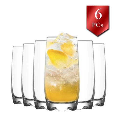 LAV Drinking Glass 13.2 oz-390 cc, 6 Pcs Durable Design Glasses Tumbler ...