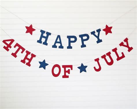 Happy 4th of July Banner - 5 inch Letters - Patriotic Decoration July ...