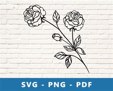 Rose Clip art Rose SVG Flower Svg Flower Png Print At Home Rose Stencil Rose PNG Flower Cricut ...