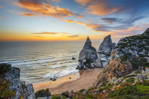 Praia da Ursa sunset stock photo. Image of nature, rock - 270871178