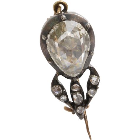 Georgian Diamond Pin Pendant | 18K Rose Gold Silver | Antique Brooch | Antique diamond, Pin ...