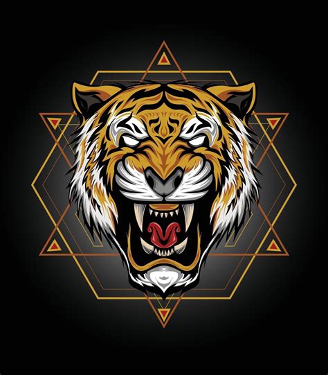 Tiger head illustration Vector tiger design for T shirt mascot logo team sport | Ilustração do ...