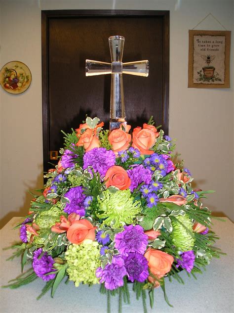 Crystal Cross arrangement | Floral wreath, Arrangement, Design master