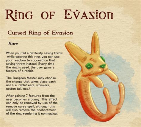 Ring of Evasion | Curse spells, D&d, Cursing