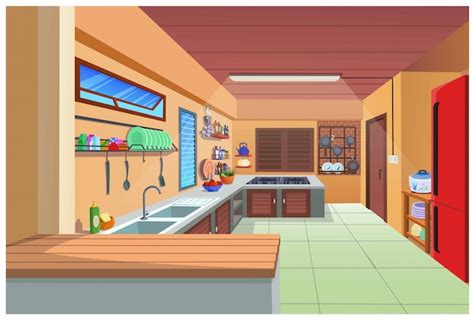 Premium Vector | Cartoon image of the kitchen for cooking.