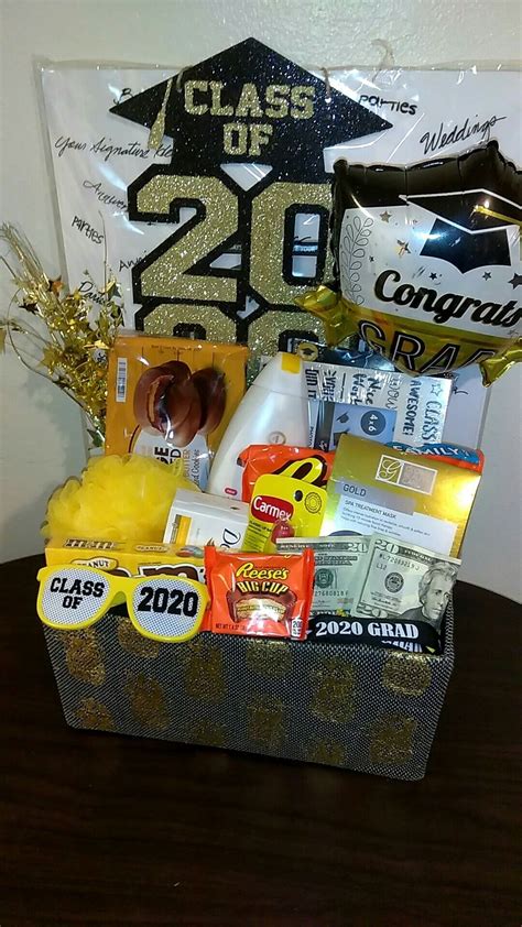 Graduation gift basket gold and black | Graduation gift basket ...