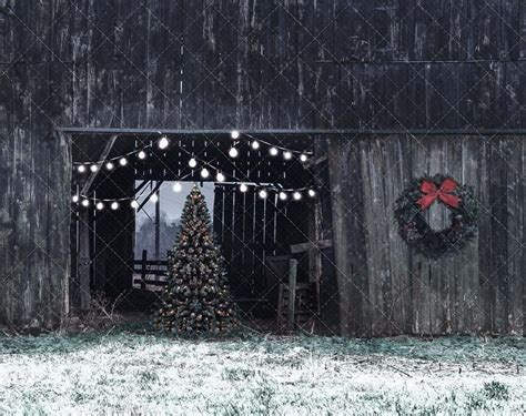 Christmas digital background of rustic barn with Christmas | Etsy in 2021 | Digital backdrops ...