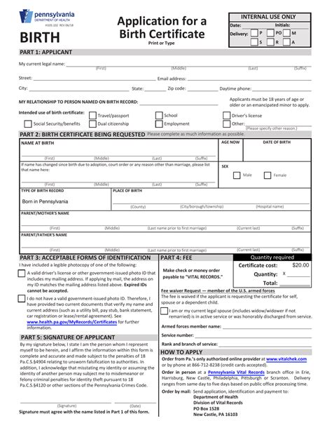 Printable Birth Certificate Application Form - Printable Forms Free Online