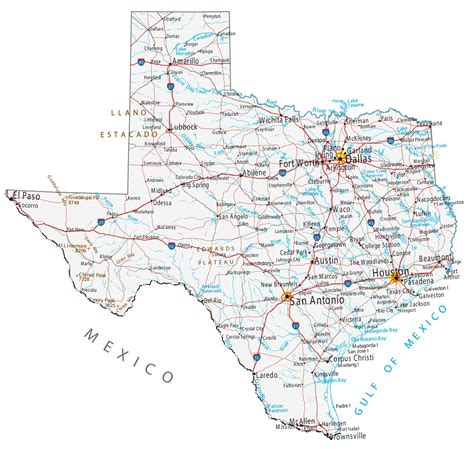 Map of Texas - Cities and Roads - GIS Geography