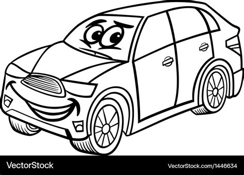 Suv car cartoon coloring page Royalty Free Vector Image