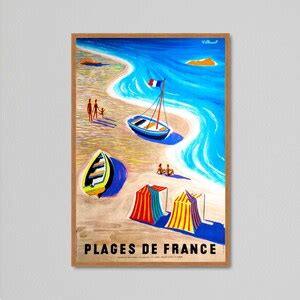 Vintage Travel Poster Plages De France beaches of France by - Etsy