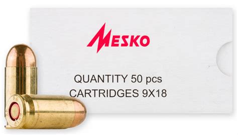 MESKO 9mm MAKAROV 9x18mm 93gr Corrossive Lead Core Brass Ammunition FMJ 50rd BOX | BattleHawk Armory