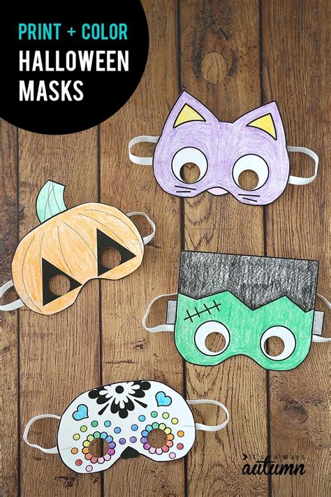 Halloween masks to print and color | Classroom halloween party ...