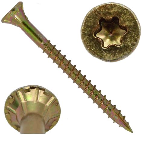 #8 x 1-1/2\" Gold Star Wood Screw Torx/Star Drive Head - Multipurpose Torx/Star Drive Wood ...