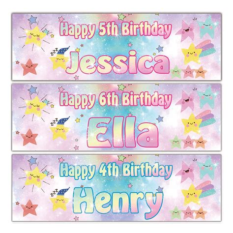 Personalised Kids Star Birthday Banners, from £4.99, Free post