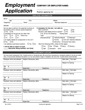 Employment Application Pdf - Fill Online, Printable, Fillable, Blank | pdfFiller