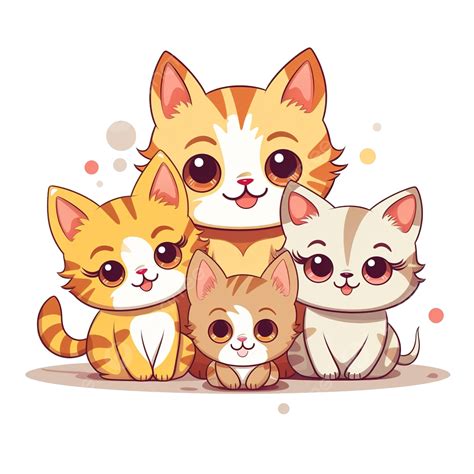 Cute Kitty Cat Family Greeting Cartoon Element, Cat Clipart, Family Clipart, Cute Clipart PNG ...