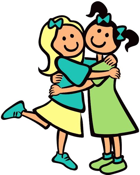 01 girls hugging as best friends | Friend cartoon, Friends hugging ...