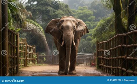 Spectacular Closeup: Harpia Harpyja Elephant Walking in Brazilian Zoo Stock Illustration ...