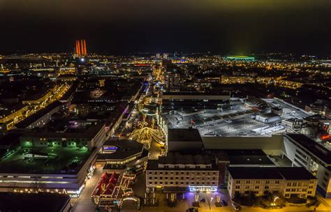 Wolfsburg City by Night Aerial Picture - Drone Photography