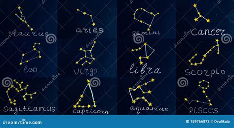 Constellations of Zodiac Signs Drawn in Chalk and Sequins in the Form ...