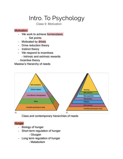 Intro to Psych. Class 9 Motivation & Emotion - Intro. To Psychology ...