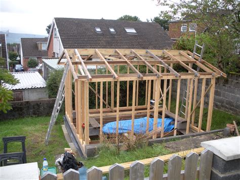 Shed 12x12 - roof frame complete. Reused second hand timber. Timber frame shed construction ...