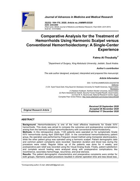 (PDF) Comparative Analysis for the Treatment of Hemorrhoids Using ...