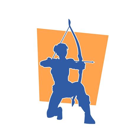 Silhouette of a female archer carrying arrow and bow standing in action ...