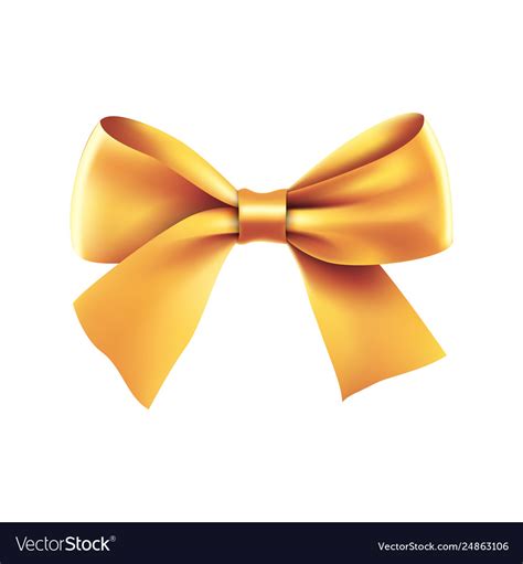 Decorative gold ribbon bow Royalty Free Vector Image