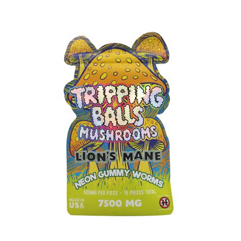 TRIPPING BALLS MUSHROOMS NEON GUMMY WORMS 7500MG LIONS MANE - Empire ...