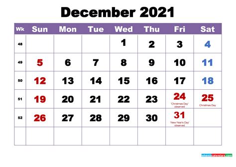 Free Editable December 2021 Calendar | Month Calendar Printable