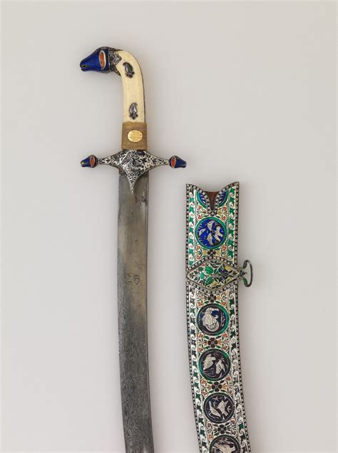 Shamshir Sword with Scabbard Dated: early 19th century Culture: Indian Medium: steel, ivory ...