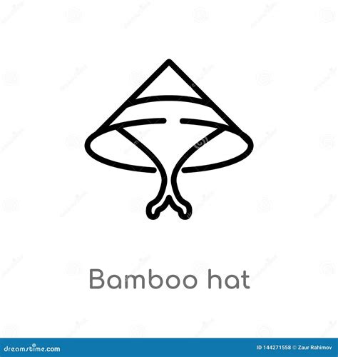 Outline Bamboo Hat Vector Icon. Isolated Black Simple Line Element Illustration from Asian ...