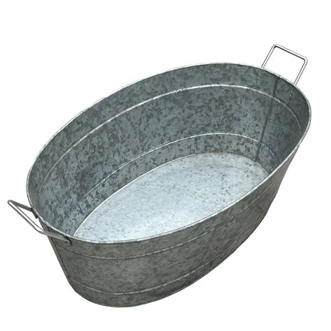 Embossed Design Oval Shape Galvanized Steel Tub With Side Handles, Large, Silver - Walmart.com ...