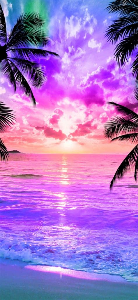 Purple beach wallpaper | Фоновые рисунки, Картины пейзажа, Изображения неба