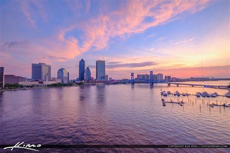 Jacksonville Skyline View from Acosta Bridge Florida | Royal Stock Photo