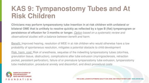 AAO-HNSF Clinical Practice Guideline: Tympanostomy Tubes - ppt download