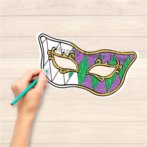 Mardi Gras Paper Masks Printable Festival Coloring Craft Activity ...