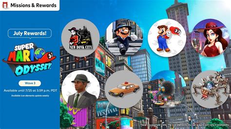 Switch Online Missions & Rewards Adds Super Mario Odyssey “New Donk City” Icon Customizations ...