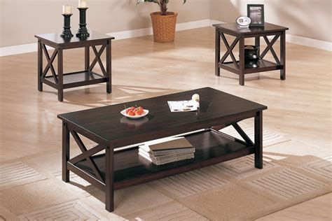 Dark Brown Coffee Table Set • Display Cabinet