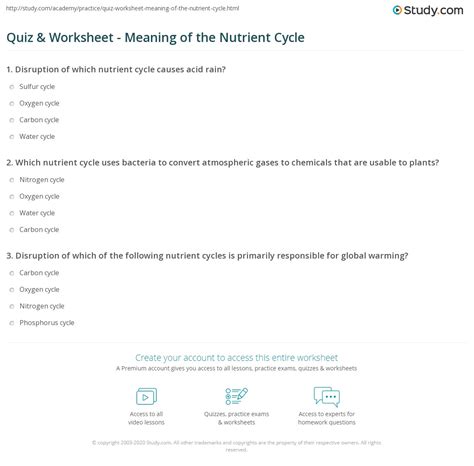 Nutrient Cycles Worksheet Answers – English Worksheet