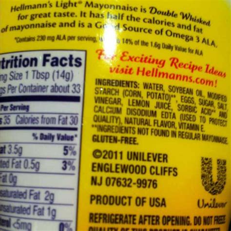 Mayonnaise Nutrition Label | Besto Blog