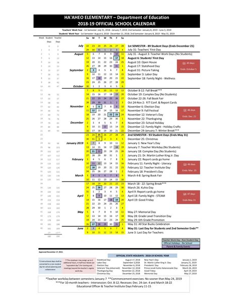 Hawaii Doe 2023-24 Calendar