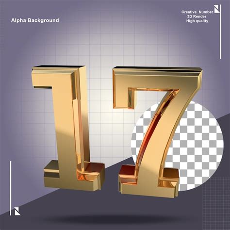 Premium PSD | Gold number 17