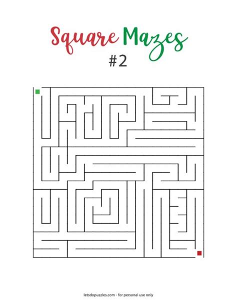 Printable Square Maze Puzzles for Kids