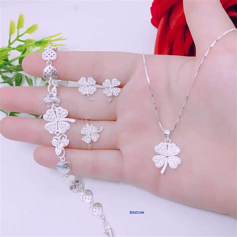 Bộ trang sức bạc cỏ bốn lá M5 – Khải Nguyên Jewelry