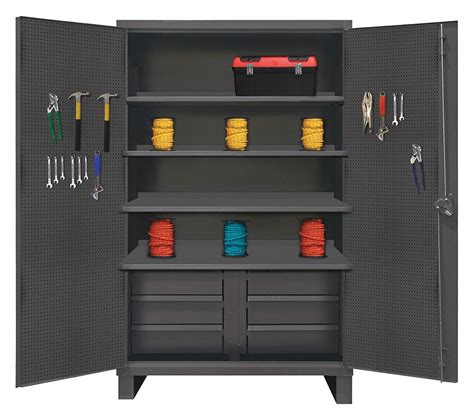 DURHAM MFG Heavy Duty Pegboard Cabinet, Gray, 78 in H X 48 in W X 24 in D, Assembled - 410Y40 ...